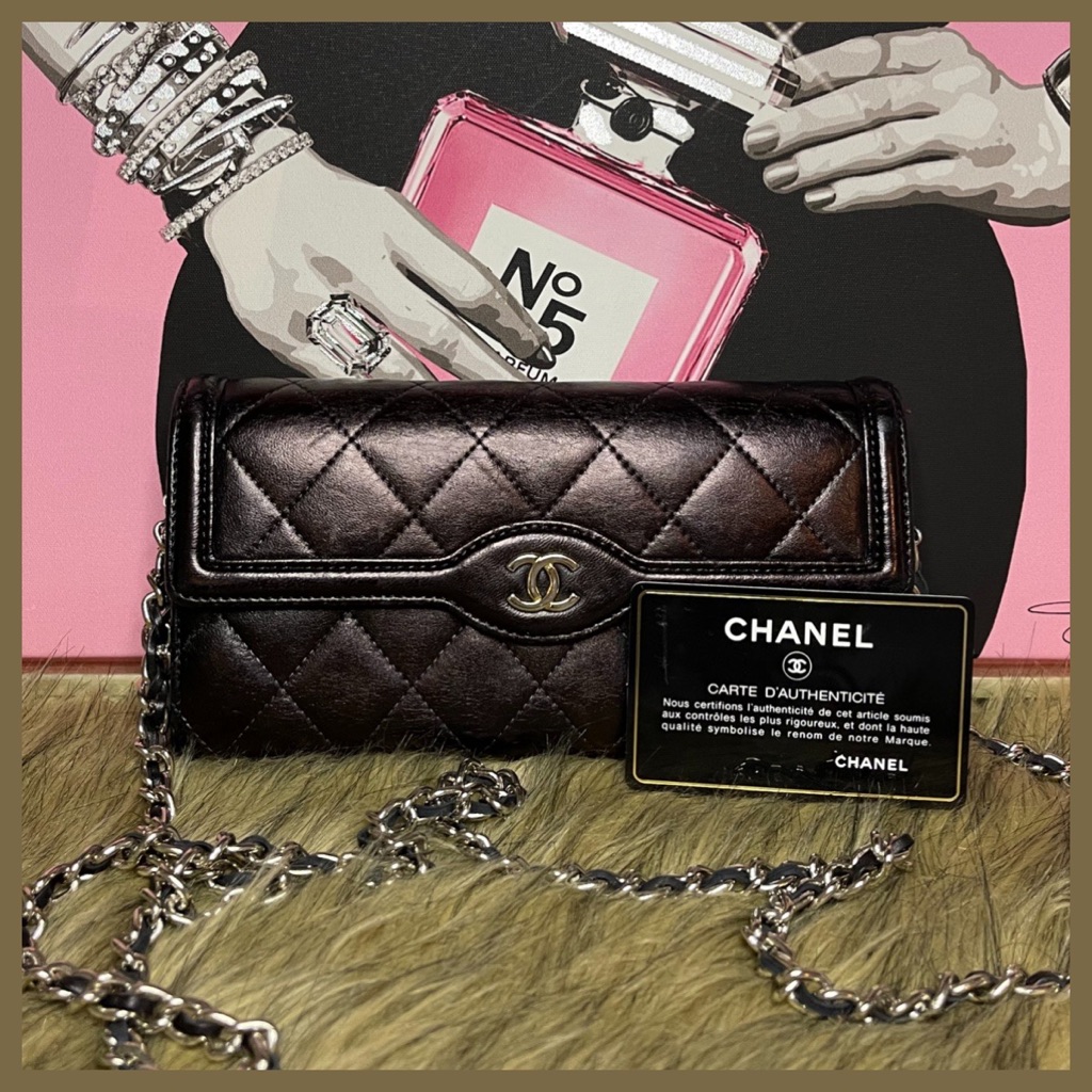 Authentic Chanel Lambskin Long Wallet